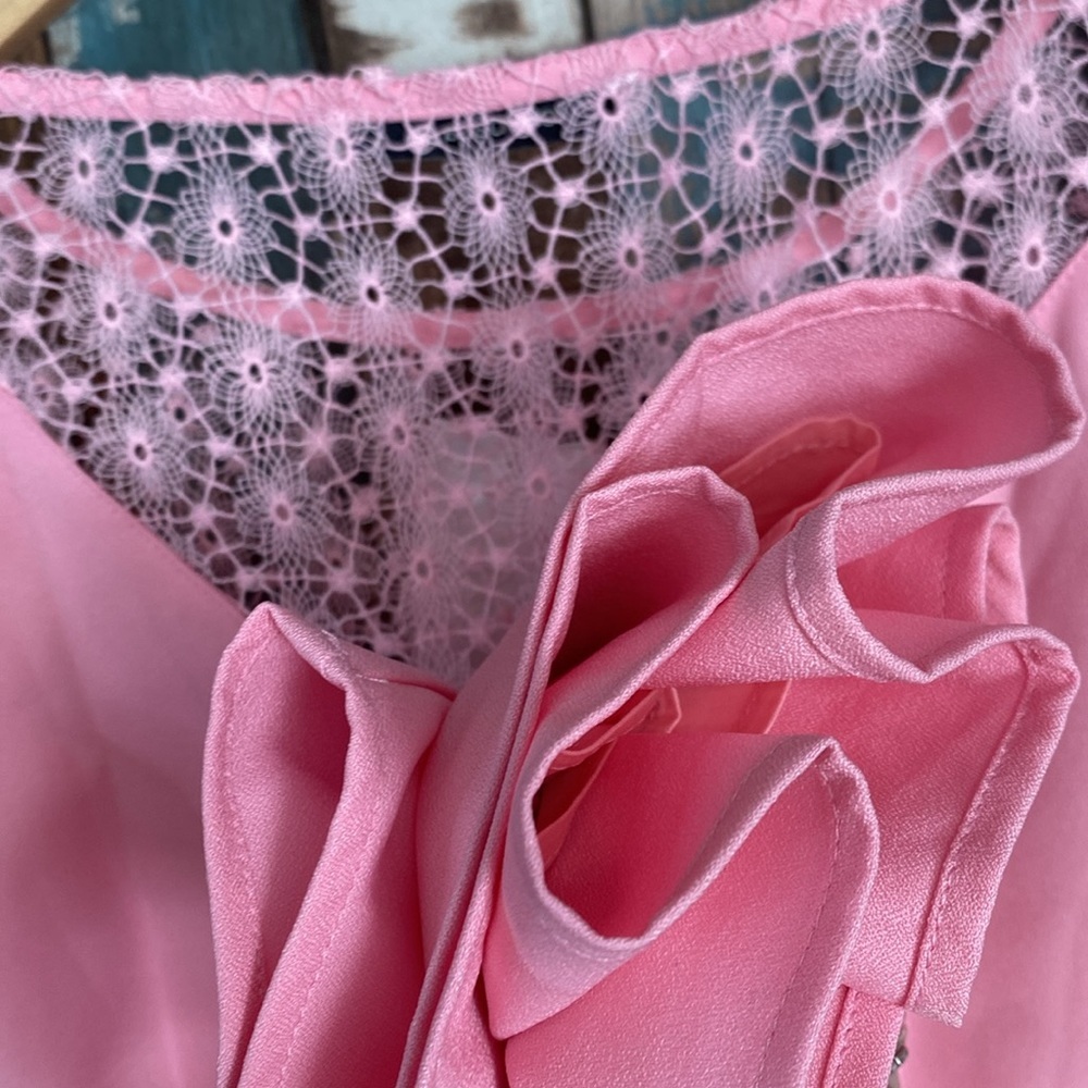 Pink crotchet top baby doll layered dress - Picture 16 of 16